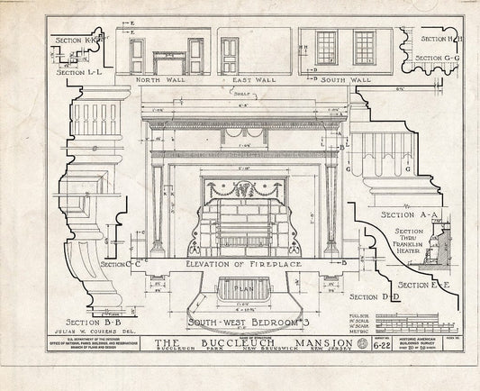Blueprint HABS NJ,12-NEBRU,3- (Sheet 20 of 26) - White-Buccleuch Mansion, River Road, New Brunswick, Middlesex County, NJ