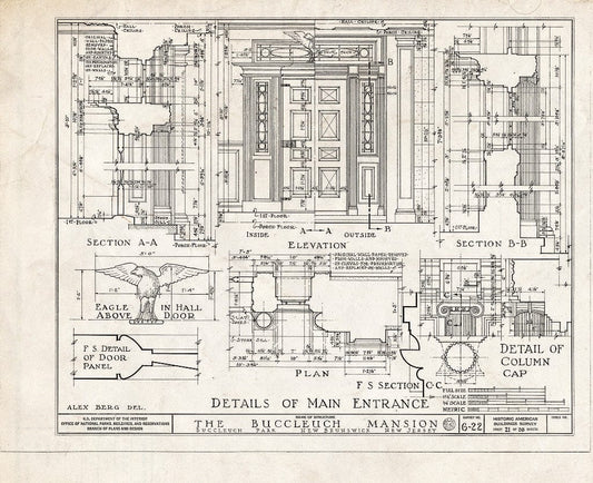 Blueprint HABS NJ,12-NEBRU,3- (Sheet 21 of 26) - White-Buccleuch Mansion, River Road, New Brunswick, Middlesex County, NJ