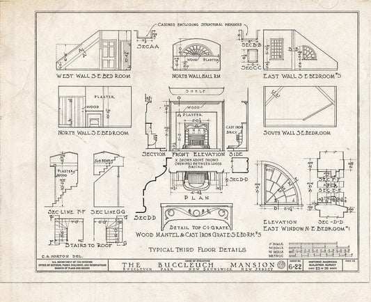 Blueprint HABS NJ,12-NEBRU,3- (Sheet 22 of 26) - White-Buccleuch Mansion, River Road, New Brunswick, Middlesex County, NJ