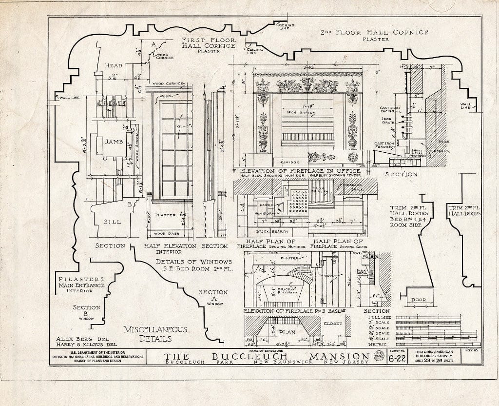 Blueprint HABS NJ,12-NEBRU,3- (Sheet 23 of 26) - White-Buccleuch Mansion, River Road, New Brunswick, Middlesex County, NJ