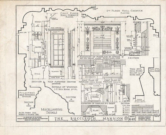 Blueprint HABS NJ,12-NEBRU,3- (Sheet 23 of 26) - White-Buccleuch Mansion, River Road, New Brunswick, Middlesex County, NJ