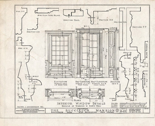 Blueprint HABS NJ,12-NEBRU,3- (Sheet 25 of 26) - White-Buccleuch Mansion, River Road, New Brunswick, Middlesex County, NJ