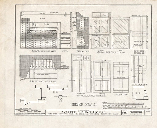 Blueprint HABS NJ,12-NEBRU.V,2- (Sheet 12 of 14) - Walter G. Dunn Farmhouse, Hoe's Lane, Newtown, Middlesex County, NJ
