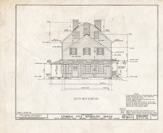 Blueprint HABS NJ,12-NEBRU.V,1- (Sheet 5 of 13) - Ephraim Fitz-Randolph House, South Randolphville Road, Newtown, Middlesex County, NJ