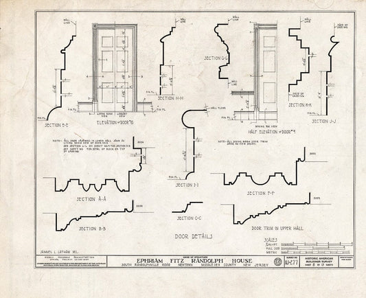 Blueprint HABS NJ,12-NEBRU.V,1- (Sheet 8 of 13) - Ephraim Fitz-Randolph House, South Randolphville Road, Newtown, Middlesex County, NJ