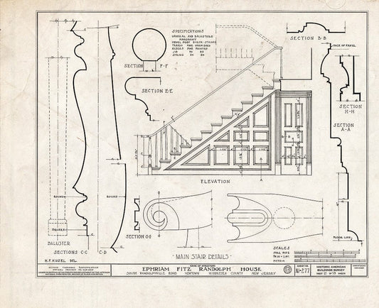 Blueprint HABS NJ,12-NEBRU.V,1- (Sheet 11 of 13) - Ephraim Fitz-Randolph House, South Randolphville Road, Newtown, Middlesex County, NJ