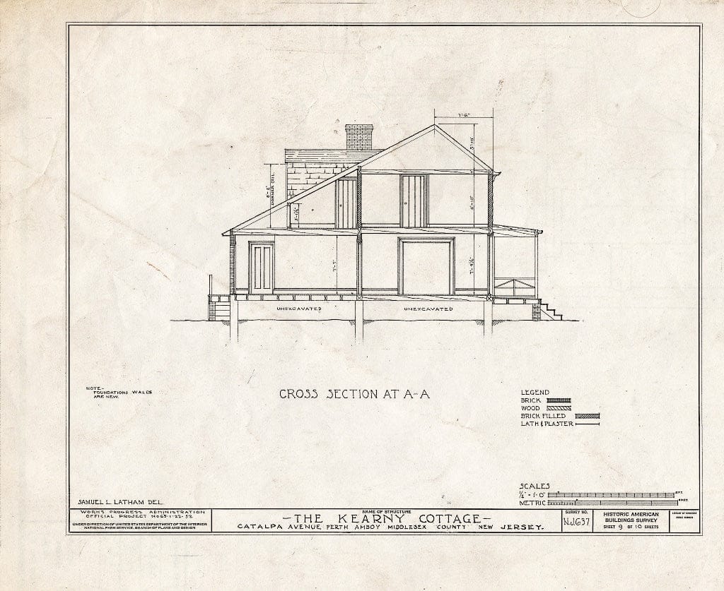 Blueprint HABS NJ,12-PERAM,3- (Sheet 9 of 10) - Kearny Cottage, Catalpa Avenue, Perth Amboy, Middlesex County, NJ