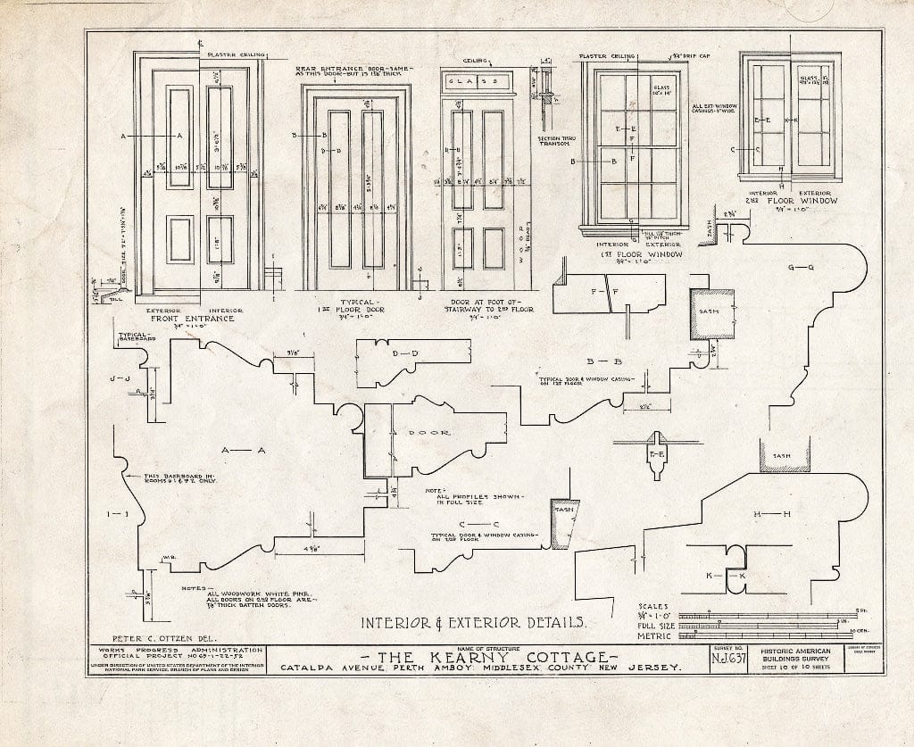 Blueprint HABS NJ,12-PERAM,3- (Sheet 10 of 10) - Kearny Cottage, Catalpa Avenue, Perth Amboy, Middlesex County, NJ