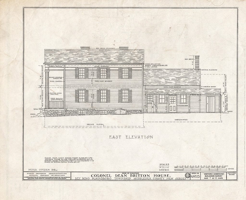 Blueprint HABS NJ,12-PLABO.V,2- (Sheet 7 of 12) - Colonel Dean Britton House, Dey Road, Plainsboro, Middlesex County, NJ