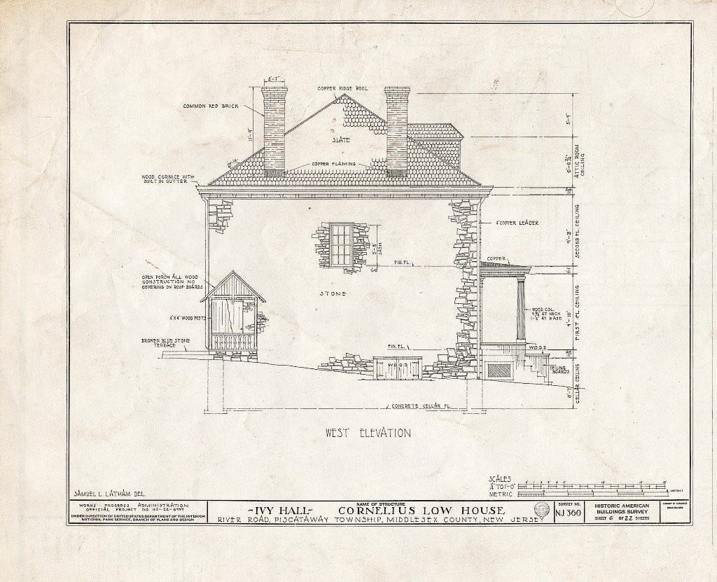Blueprint HABS NJ,12-NEBRU.V,3- (Sheet 6 of 22) - Ivy Hall, 1225 River Road, Piscataway, Middlesex County, NJ
