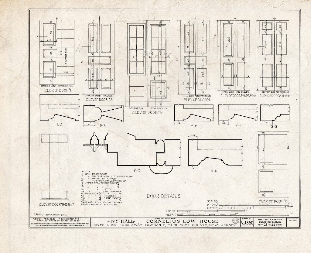 Blueprint HABS NJ,12-NEBRU.V,3- (Sheet 21 of 22) - Ivy Hall, 1225 River Road, Piscataway, Middlesex County, NJ