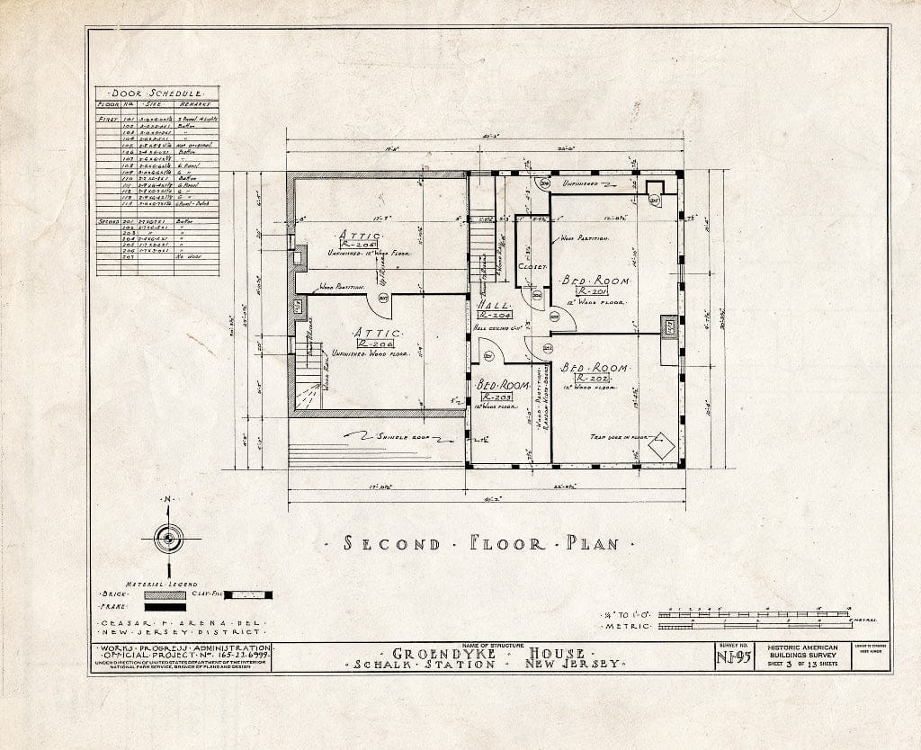 Blueprint HABS NJ,12-PLABO.V,1- (Sheet 3 of 13) - Groendyke House, Schalks, Middlesex County, NJ