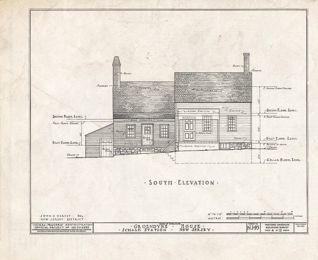 Blueprint HABS NJ,12-PLABO.V,1- (Sheet 4 of 13) - Groendyke House, Schalks, Middlesex County, NJ