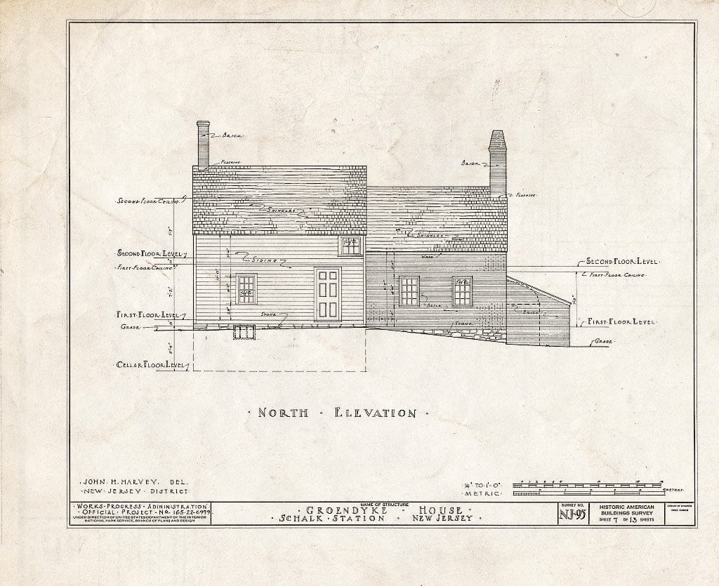 Blueprint HABS NJ,12-PLABO.V,1- (Sheet 7 of 13) - Groendyke House, Schalks, Middlesex County, NJ