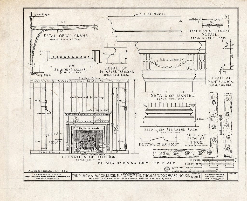 Blueprint HABS NJ,13-,1- (Sheet 14 of 23) - Duncan Mackenzie Place, Province Line Road, Arneytown, Monmouth County, NJ