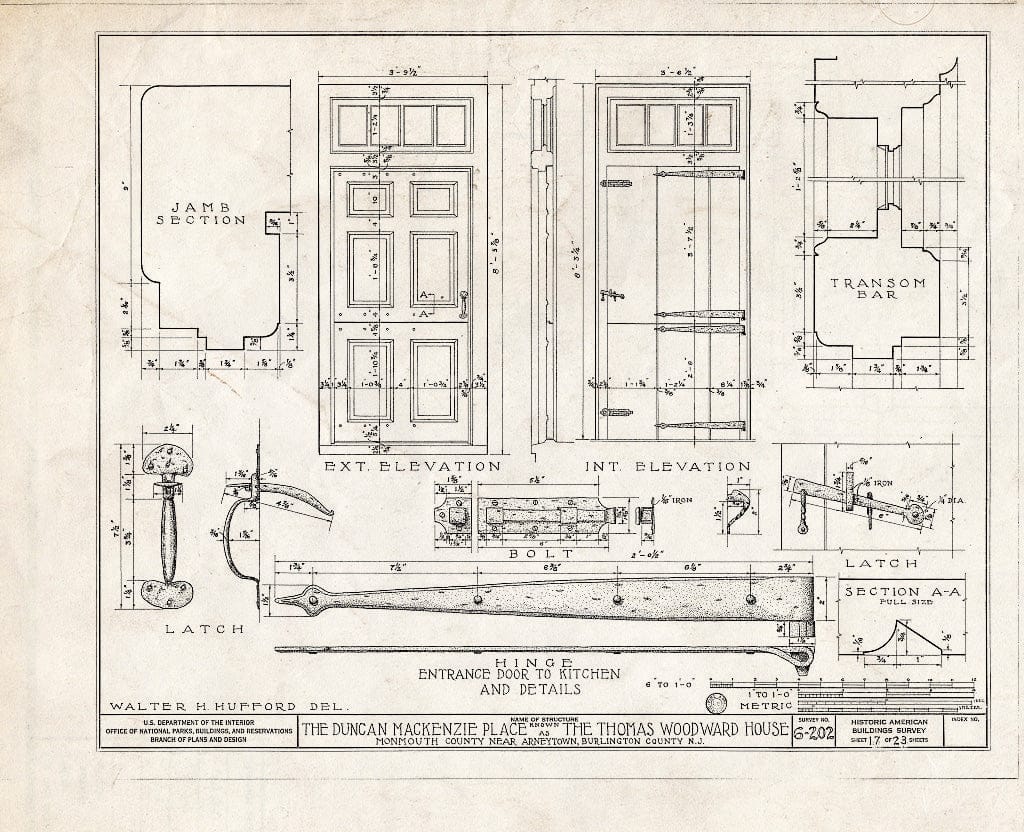 Blueprint HABS NJ,13-,1- (Sheet 17 of 23) - Duncan Mackenzie Place, Province Line Road, Arneytown, Monmouth County, NJ