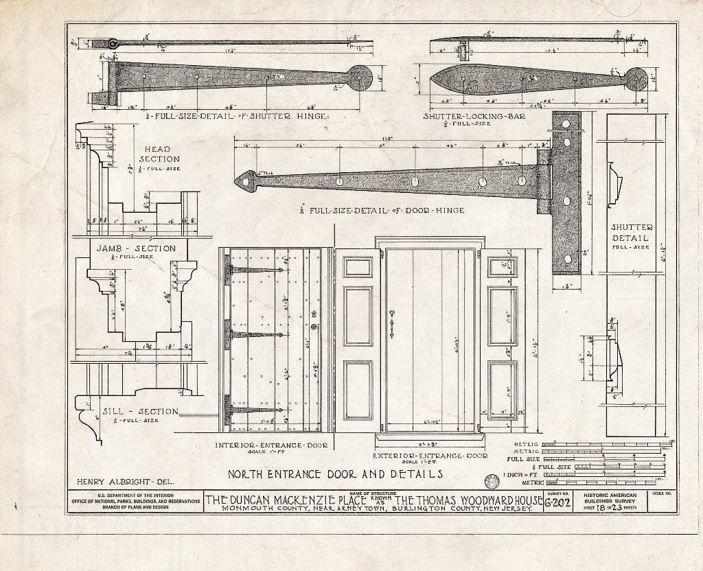 Blueprint HABS NJ,13-,1- (Sheet 18 of 23) - Duncan Mackenzie Place, Province Line Road, Arneytown, Monmouth County, NJ