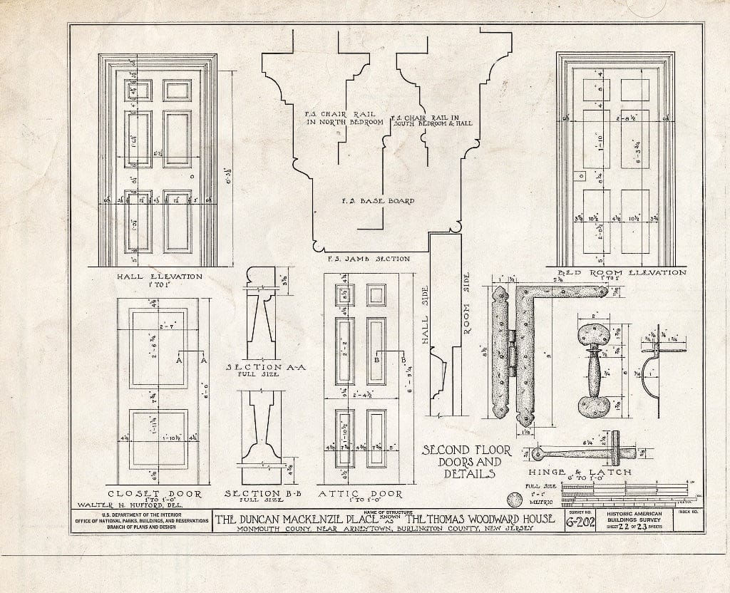 Blueprint HABS NJ,13-,1- (Sheet 22 of 23) - Duncan Mackenzie Place, Province Line Road, Arneytown, Monmouth County, NJ