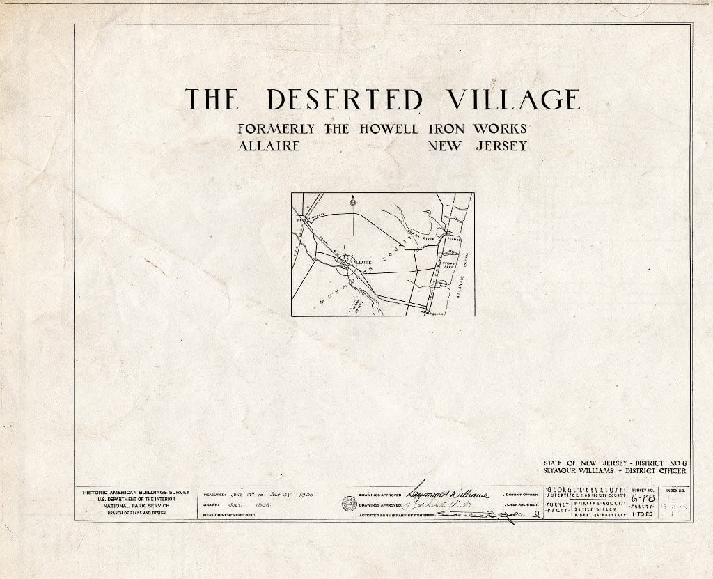Blueprint HABS NJ,13-ALAR,1- (Sheet 0 of 2) - The Deserted Village, Allaire, Monmouth County, NJ