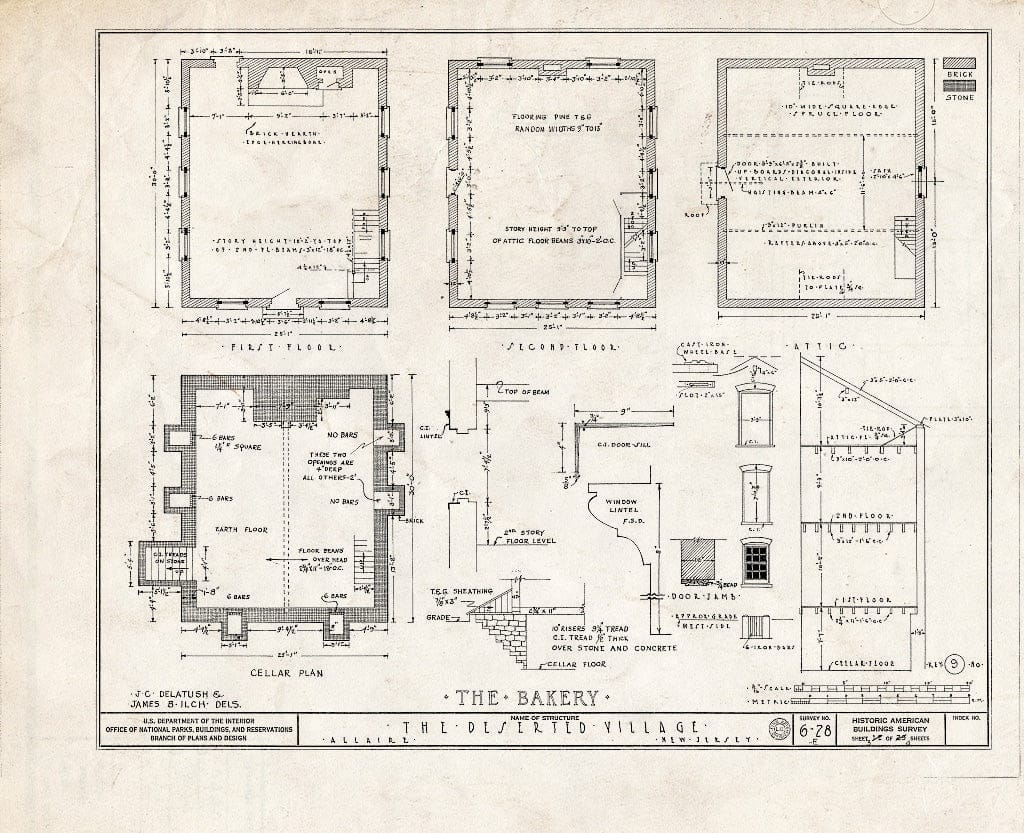 Blueprint HABS NJ,13-ALAR,1-E (Sheet 3 of 4) - The Deserted Village, Bakery, Allaire, Monmouth County, NJ