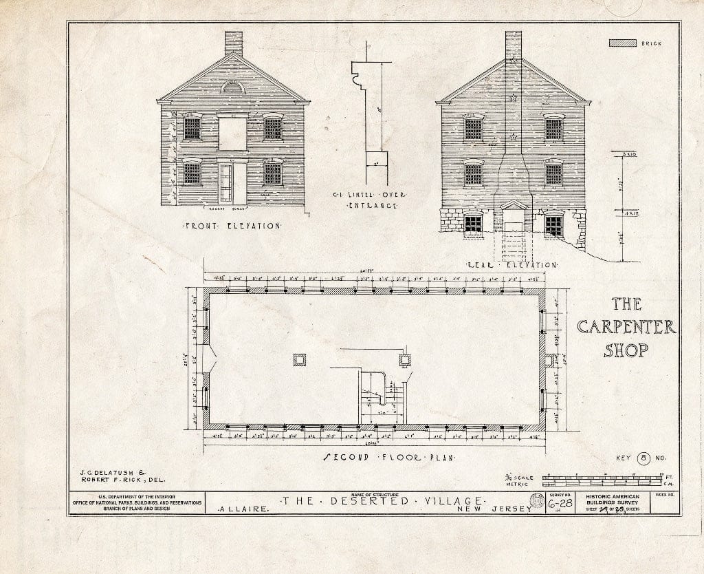 Blueprint HABS NJ,13-ALAR,1-H- (Sheet 1 of 3) - The Deserted Village, Carpenter Shop, Allaire, Monmouth County, NJ