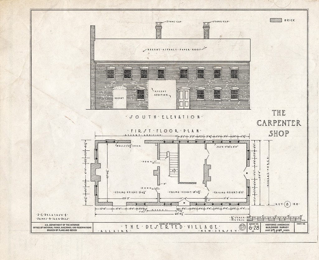 Blueprint HABS NJ,13-ALAR,1-H- (Sheet 2 of 3) - The Deserted Village, Carpenter Shop, Allaire, Monmouth County, NJ