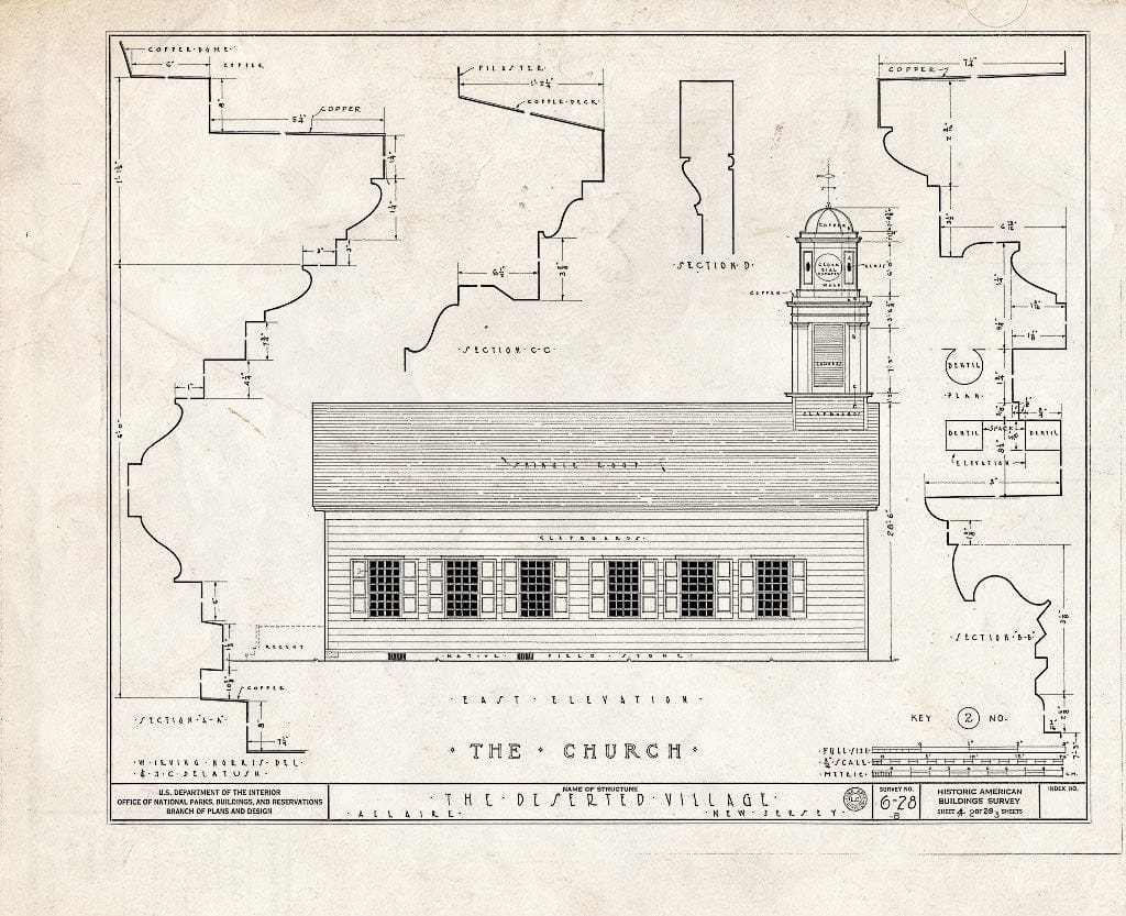 Blueprint HABS NJ,13-ALAR,1-B- (Sheet 2 of 3) - The Deserted Village, Church, Allaire, Monmouth County, NJ