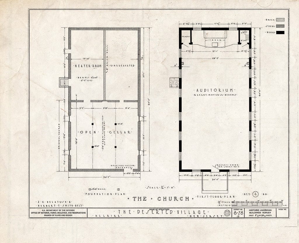 Blueprint HABS NJ,13-ALAR,1-B- (Sheet 3 of 3) - The Deserted Village, Church, Allaire, Monmouth County, NJ