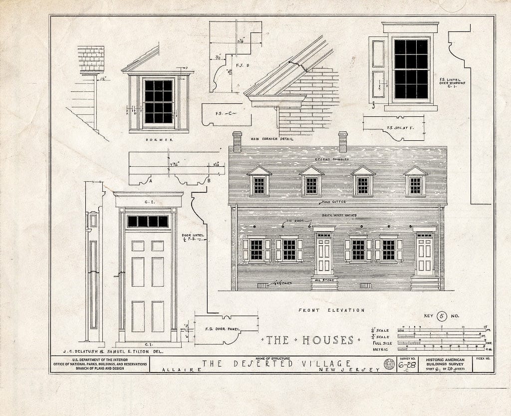 Blueprint HABS NJ,13-ALAR,1-C- (Sheet 1 of 2) - The Deserted Village, Double House, Allaire, Monmouth County, NJ