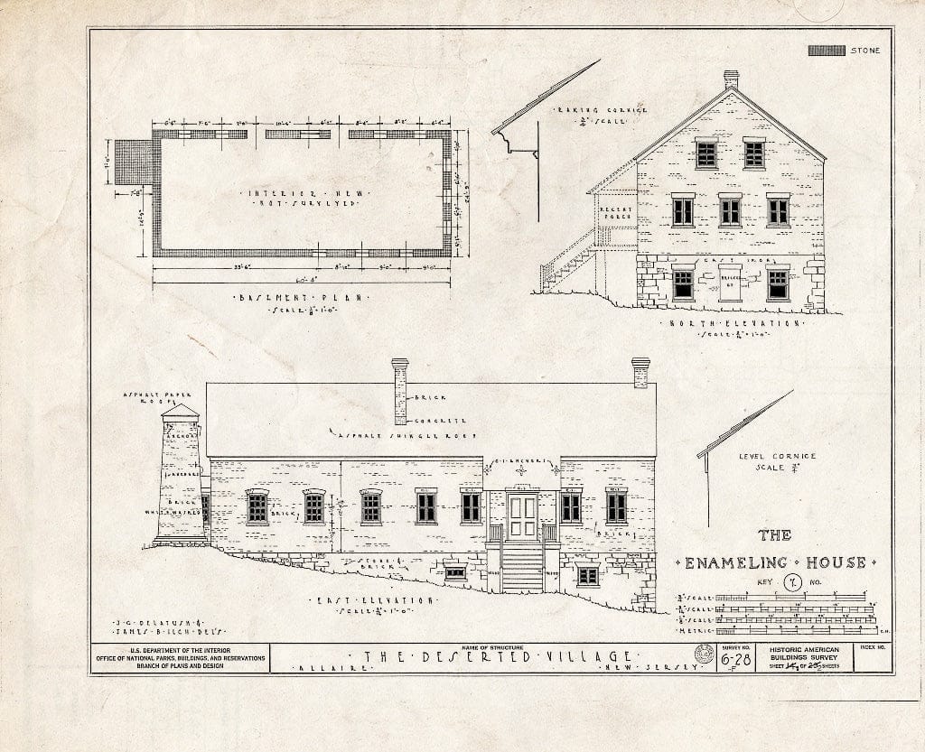 Blueprint HABS NJ,13-ALAR,1-F- (Sheet 1 of 2) - The Deserted Village, Enameling House, Allaire, Monmouth County, NJ