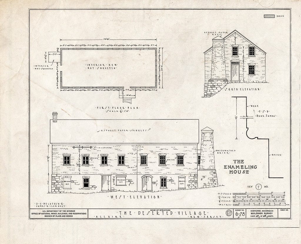 Blueprint HABS NJ,13-ALAR,1-F- (Sheet 2 of 2) - The Deserted Village, Enameling House, Allaire, Monmouth County, NJ