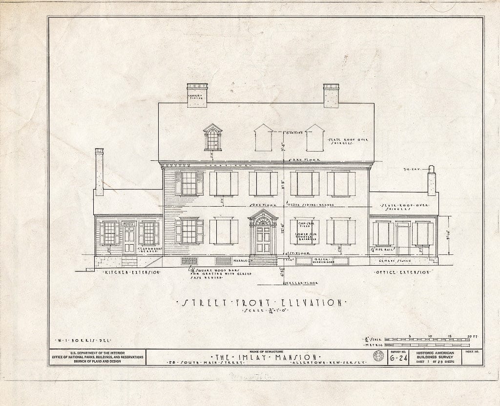 Blueprint HABS NJ,13-Alto,1- (Sheet 1 of 29) - John Imlay Mansion, 28 South Main Street, Allentown, Monmouth County, NJ