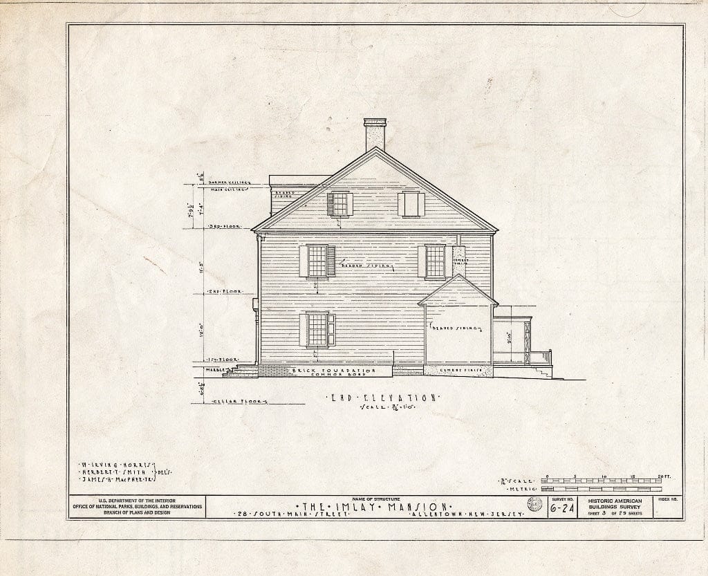Blueprint HABS NJ,13-Alto,1- (Sheet 3 of 29) - John Imlay Mansion, 28 South Main Street, Allentown, Monmouth County, NJ