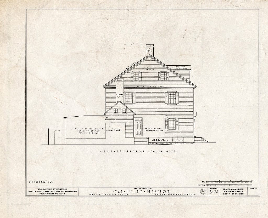 Blueprint HABS NJ,13-Alto,1- (Sheet 4 of 29) - John Imlay Mansion, 28 South Main Street, Allentown, Monmouth County, NJ