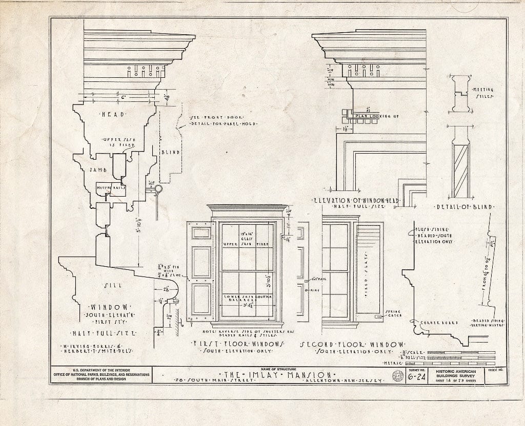 Blueprint HABS NJ,13-Alto,1- (Sheet 14 of 29) - John Imlay Mansion, 28 South Main Street, Allentown, Monmouth County, NJ