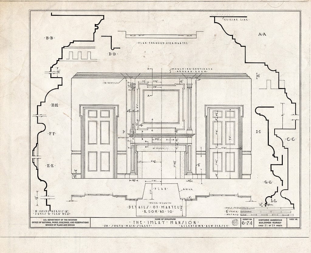 Blueprint HABS NJ,13-Alto,1- (Sheet 21 of 29) - John Imlay Mansion, 28 South Main Street, Allentown, Monmouth County, NJ