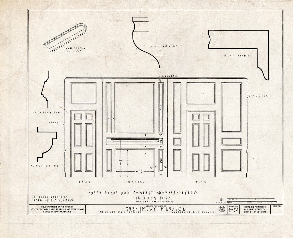Blueprint HABS NJ,13-Alto,1- (Sheet 27 of 29) - John Imlay Mansion, 28 South Main Street, Allentown, Monmouth County, NJ