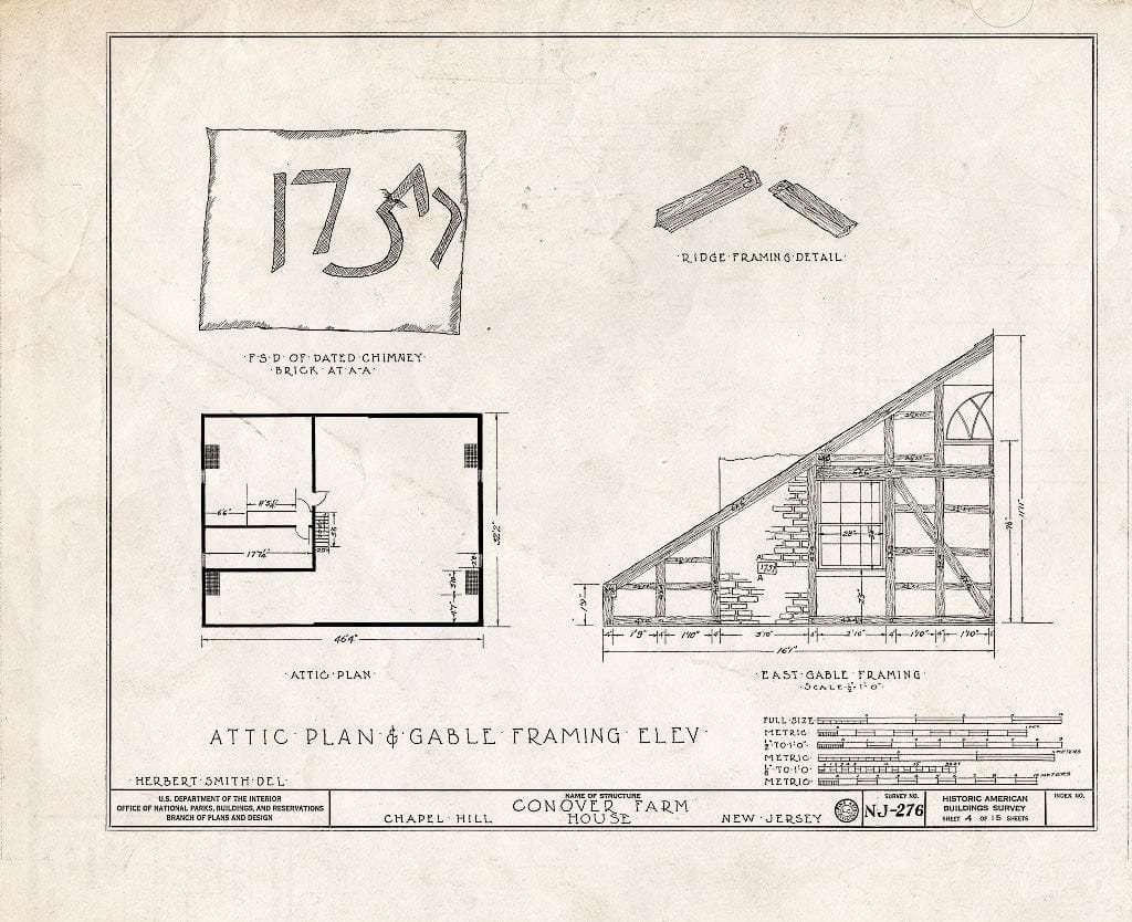 Blueprint HABS NJ,13-CHAP,1- (Sheet 4 of 15) - Conover Farm, Mountain Hill Road, Chapel Hill, Monmouth County, NJ