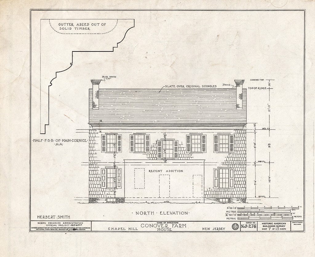 Blueprint HABS NJ,13-CHAP,1- (Sheet 7 of 15) - Conover Farm, Mountain Hill Road, Chapel Hill, Monmouth County, NJ
