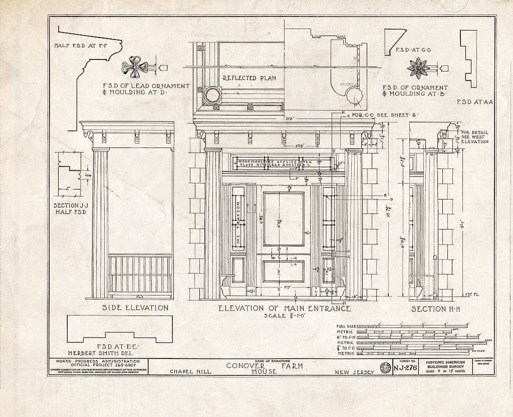 Blueprint HABS NJ,13-CHAP,1- (Sheet 9 of 15) - Conover Farm, Mountain Hill Road, Chapel Hill, Monmouth County, NJ