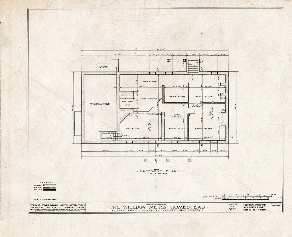 Blueprint HABS NJ,13-CREM.V,1- (Sheet 2 of 33) - William Meirs House, Cream Ridge, Monmouth County, NJ