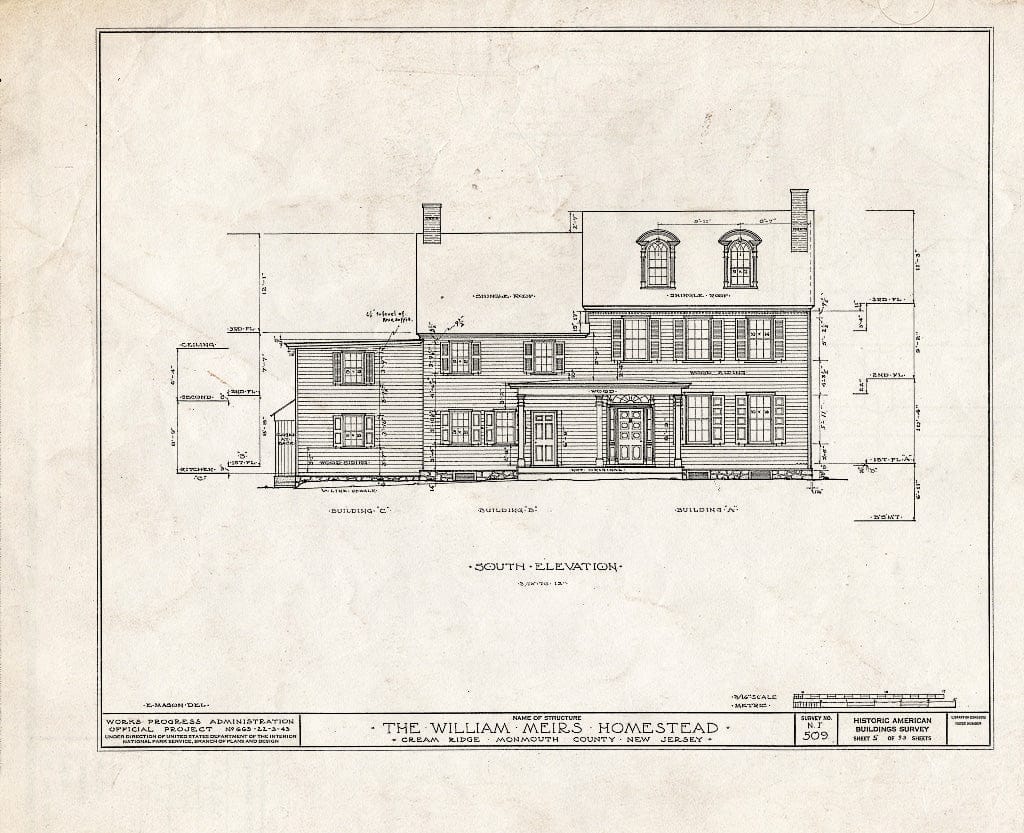 Blueprint HABS NJ,13-CREM.V,1- (Sheet 5 of 33) - William Meirs House, Cream Ridge, Monmouth County, NJ