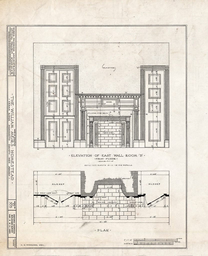Blueprint HABS NJ,13-CREM.V,1- (Sheet 9 of 33) - William Meirs House, Cream Ridge, Monmouth County, NJ