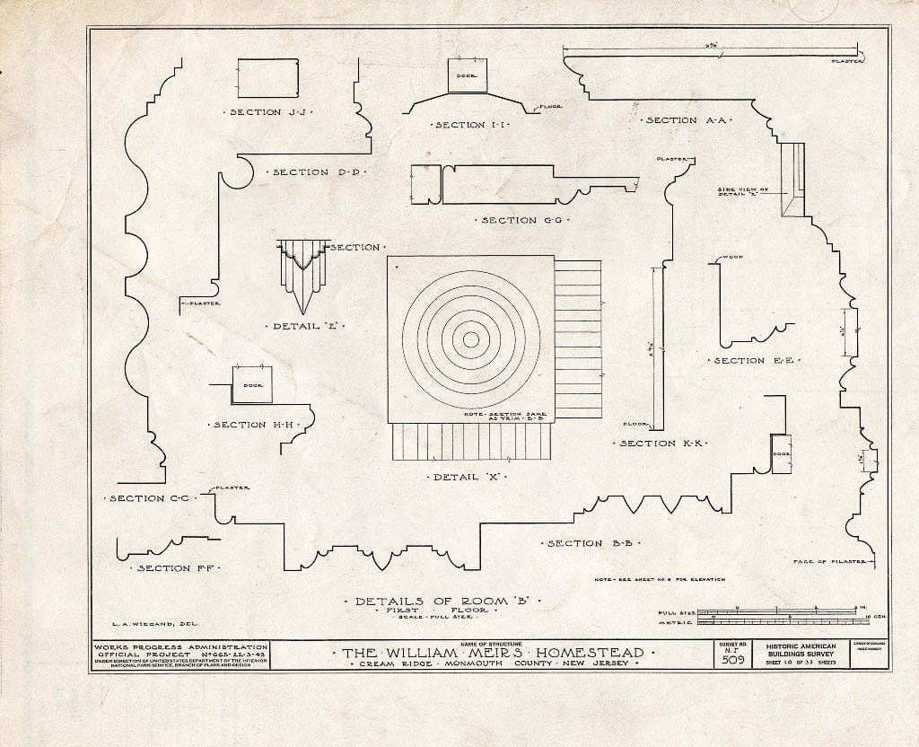 Blueprint HABS NJ,13-CREM.V,1- (Sheet 10 of 33) - William Meirs House, Cream Ridge, Monmouth County, NJ