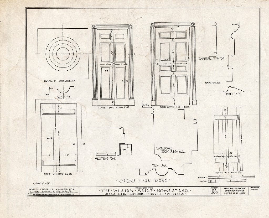 Blueprint HABS NJ,13-CREM.V,1- (Sheet 25 of 33) - William Meirs House, Cream Ridge, Monmouth County, NJ
