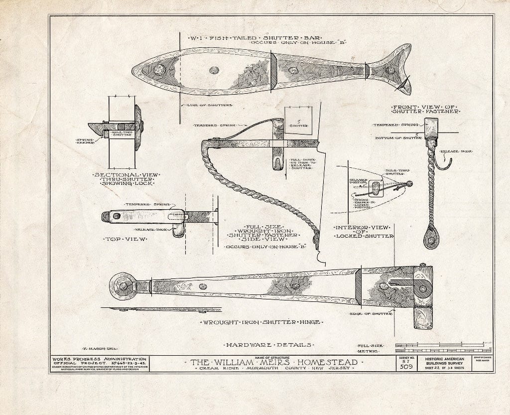 Blueprint HABS NJ,13-CREM.V,1- (Sheet 32 of 33) - William Meirs House, Cream Ridge, Monmouth County, NJ