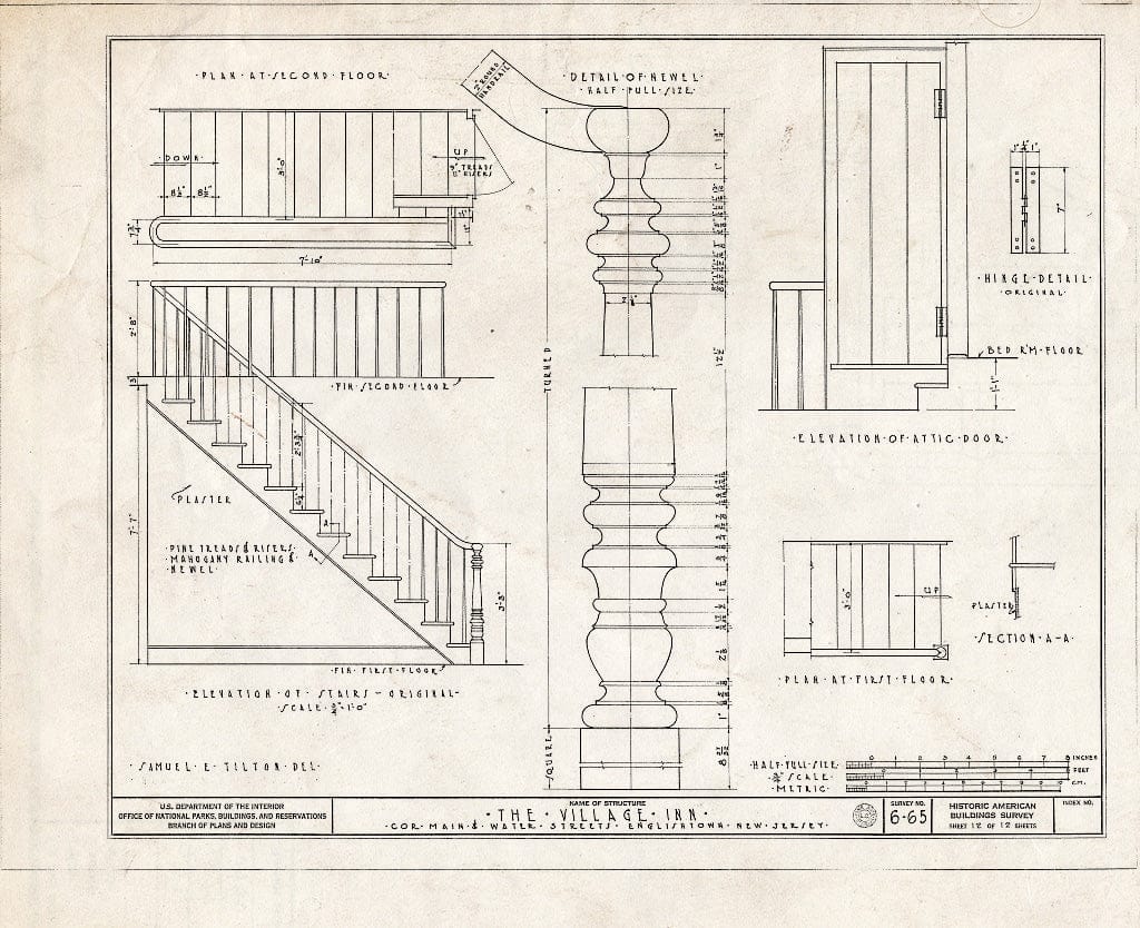 Blueprint HABS NJ,13-ENGTO,1- (Sheet 12 of 12) - Village Inn, Main & Water Streets, Englishtown, Monmouth County, NJ