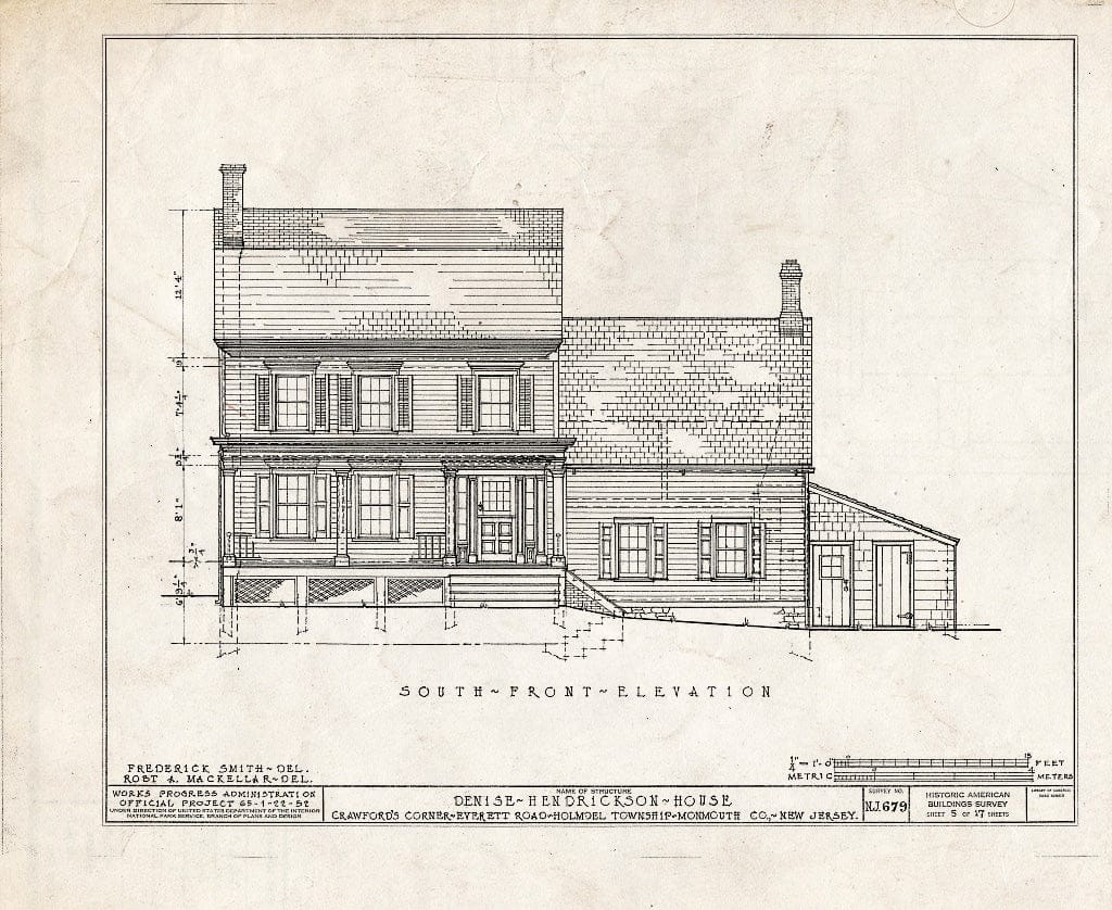 Blueprint HABS NJ,13-EV.V,2- (Sheet 5 of 17) - Denise Hendrickson House, Everett Road, Everett, Monmouth County, NJ