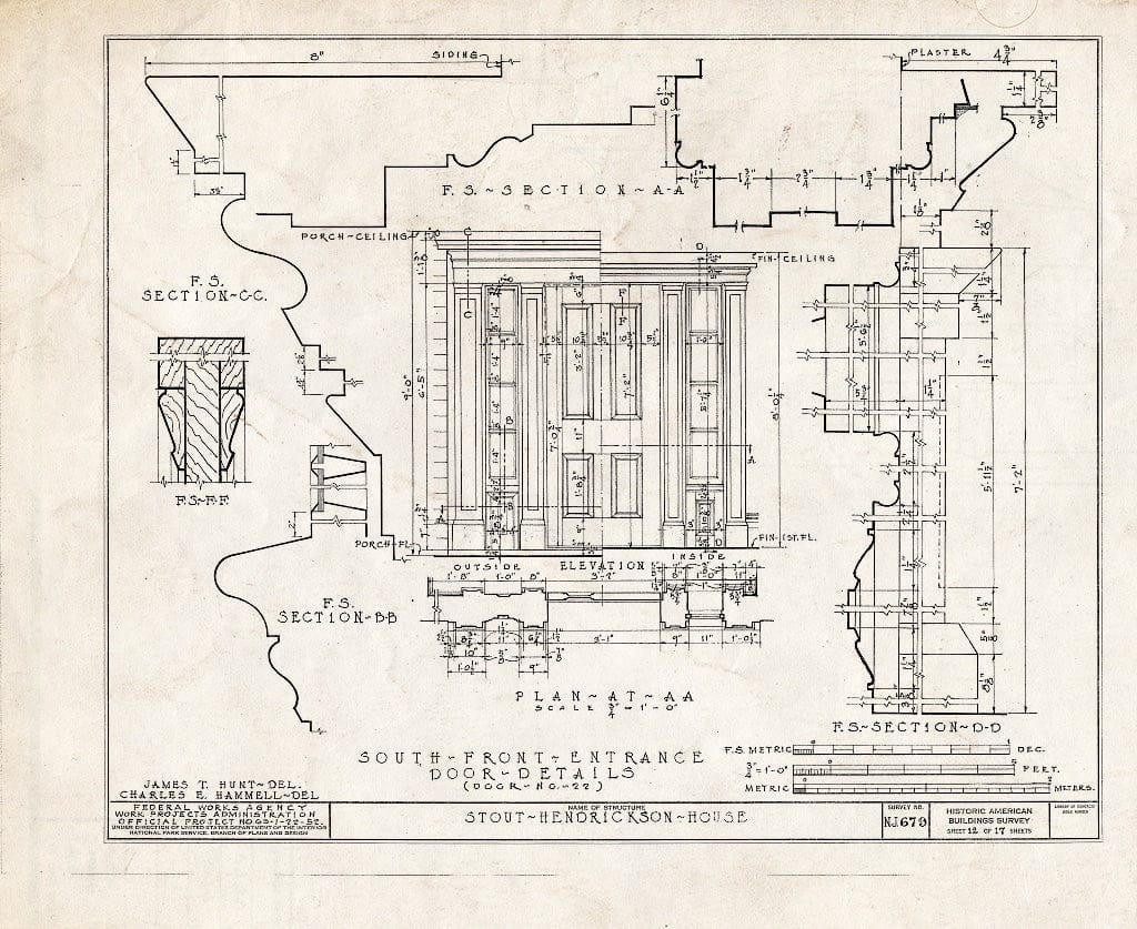 Blueprint HABS NJ,13-EV.V,2- (Sheet 12 of 17) - Denise Hendrickson House, Everett Road, Everett, Monmouth County, NJ