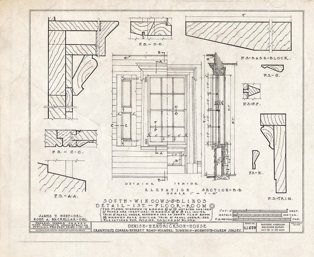 Blueprint HABS NJ,13-EV.V,2- (Sheet 13 of 17) - Denise Hendrickson House, Everett Road, Everett, Monmouth County, NJ